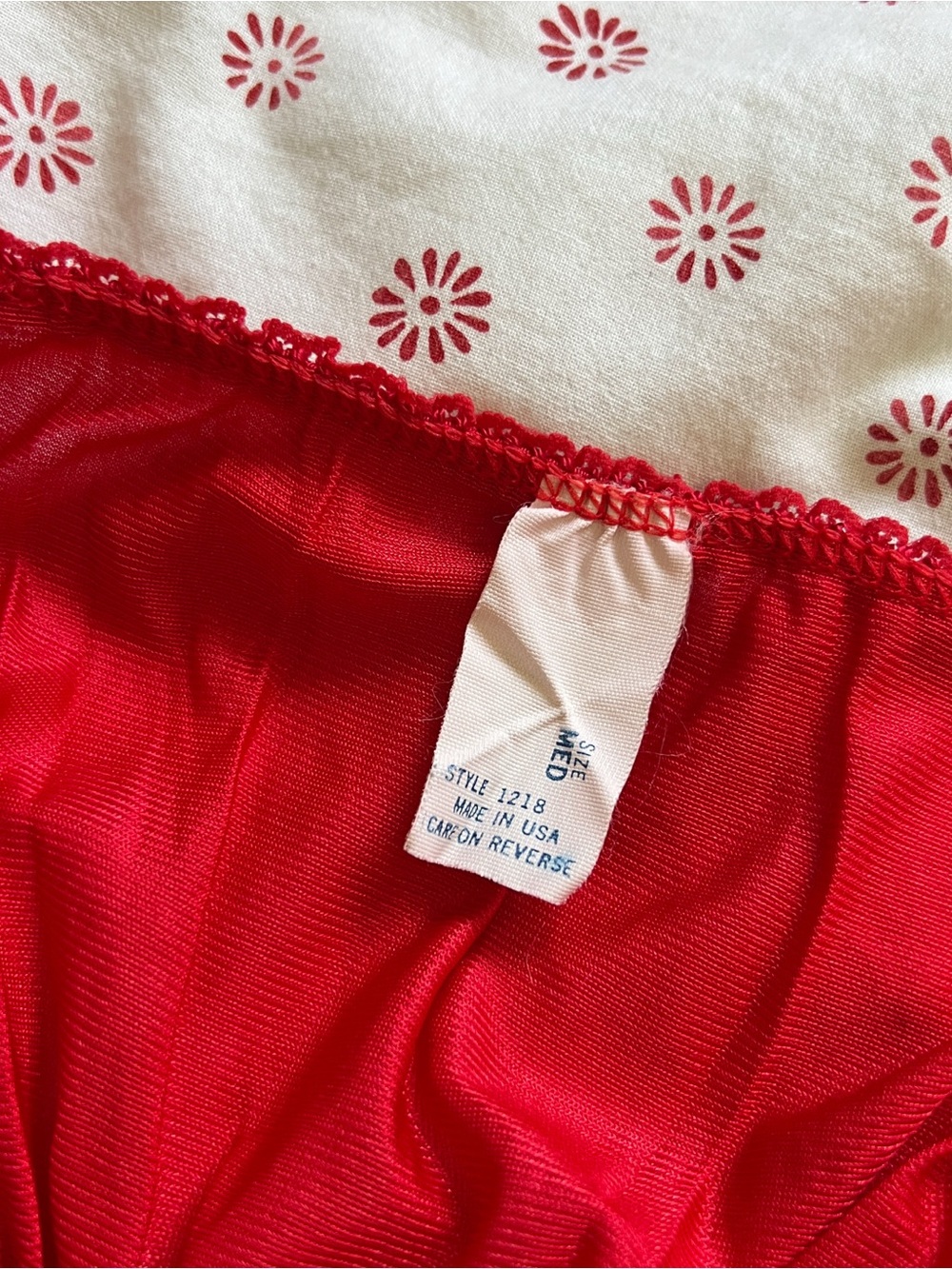 Vintage Red Lace-Trim Lingerie Romper Teddy - Medium - Picture 4 of 5